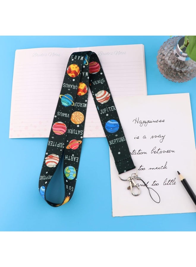 jaexest Universal Badge & Key Holder Lanyard with Galaxy Design | Adjustable Neck Strap for ID Cards, Keys & School Tags, Black - Image 2
